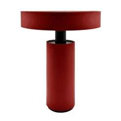 Lampada Da Tavolo A LED In Pelle Bordeaux