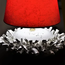 Lampada da tavolo Anemoni rossa e bianca