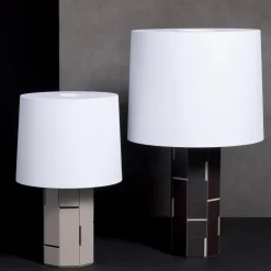 Lampada da Tavolo Atari Grande in Pelle Saddle Nera