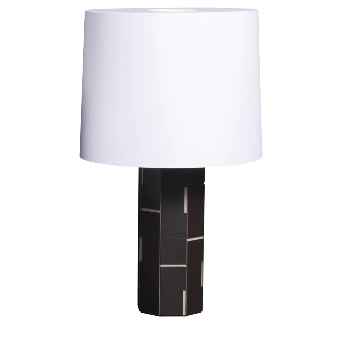 Lampada da Tavolo Atari Grande in Pelle Saddle Nera