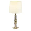 Lampada da tavolo Bamboo in vetro dorato con paralume avorio