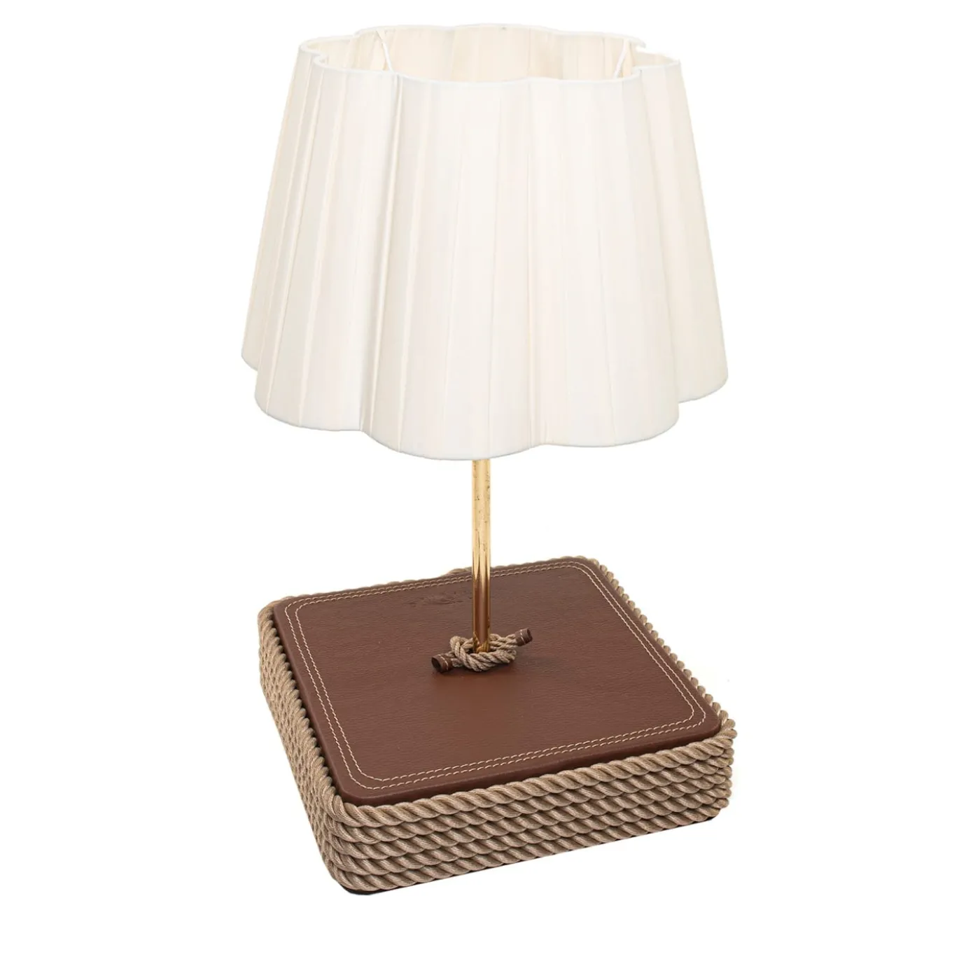 Lampada da tavolo beige a base quadrata grande