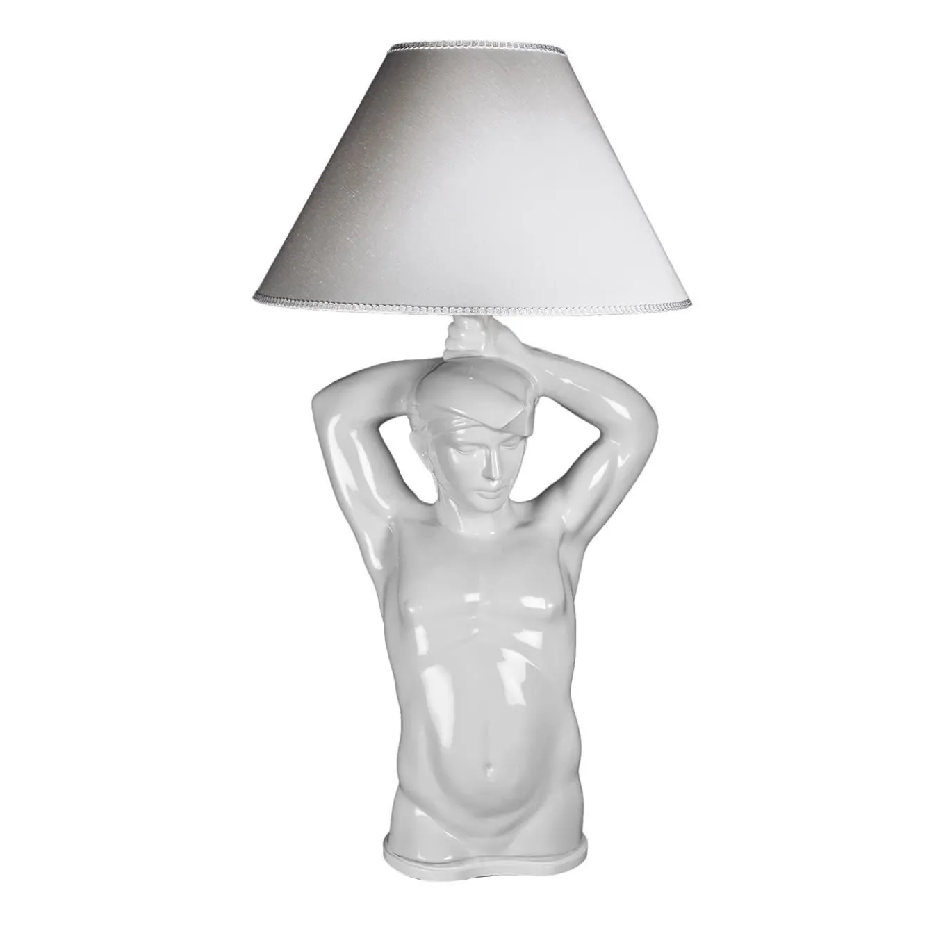 Lampada da tavolo bianca antropomorfa Homo di Giulio Ciniglia