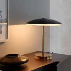 Lampada da Tavolo Bis in Opalina Nera di Historical Archive