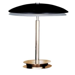 Lampada da Tavolo Bis in Opalina Nera di Historical Archive