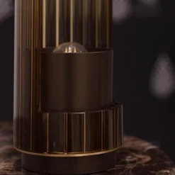 Lampada da tavolo Bon Ton in vetro pirex bronzo