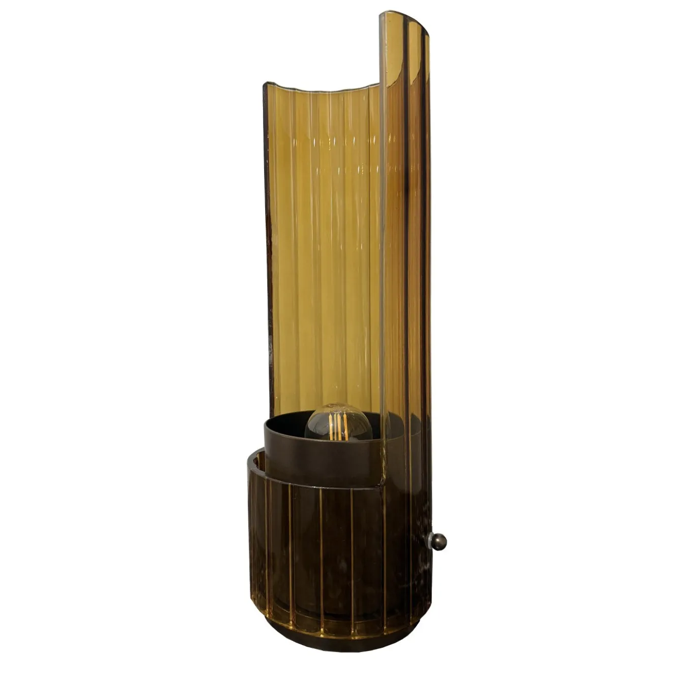 Lampada da tavolo Bon Ton in vetro pirex bronzo