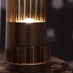 Lampada da tavolo Bon Ton in vetro pirex bronzo