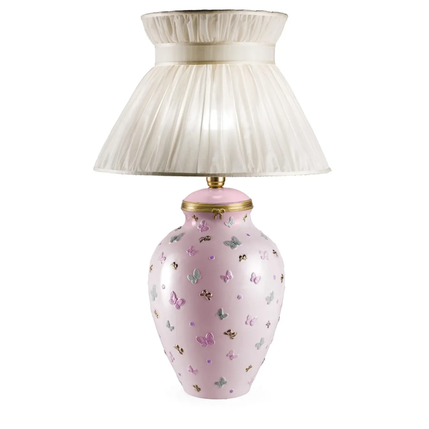 Lampada da tavolo Butterfly grande in stile classico rosa chiaro
