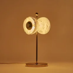 Lampada da tavolo Butterfly in ottone lucido e alabastro