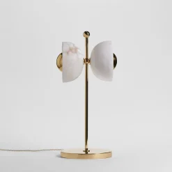 Lampada da tavolo Butterfly in ottone lucido e alabastro