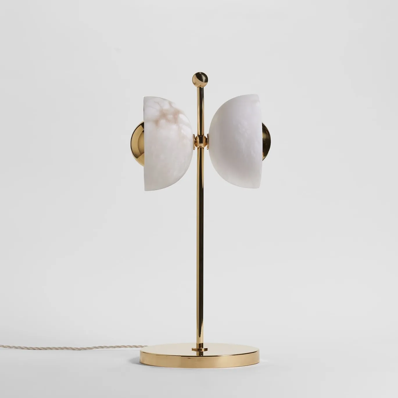 Lampada da tavolo Butterfly in ottone lucido e alabastro