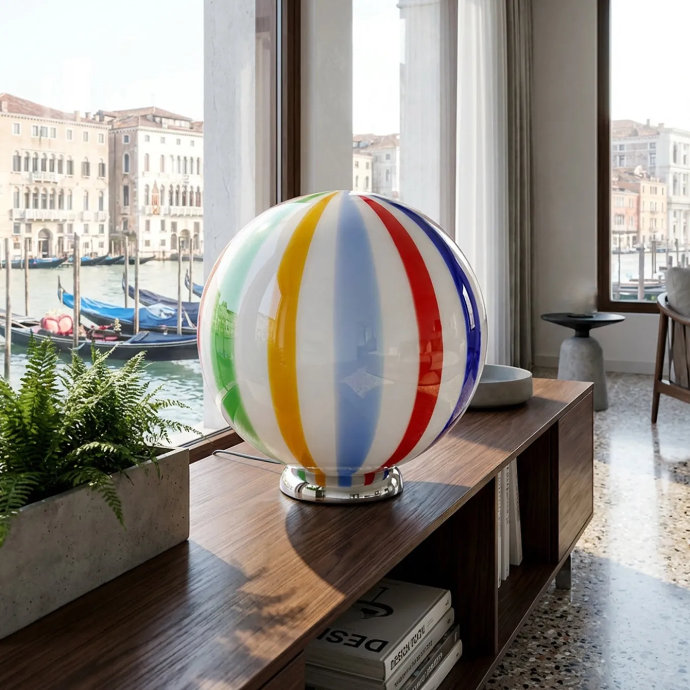 Lampada da tavolo Candy Arlecchino in vetro di Murano Canne multicolore