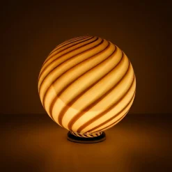 Lampada da tavolo Candy in vetro di Murano Rigadin Ritorto ambra