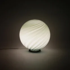 Lampada da tavolo Candy in vetro di Murano Rigadin Ritorto verde petrolio