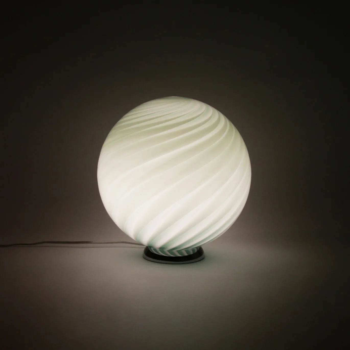 Lampada da tavolo Candy in vetro di Murano Rigadin Ritorto verde petrolio
