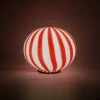 Lampada da tavolo Candy in vetro di Murano Straight Canne rosso e bianco