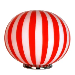 Lampada da tavolo Candy in vetro di Murano Straight Canne rosso e bianco
