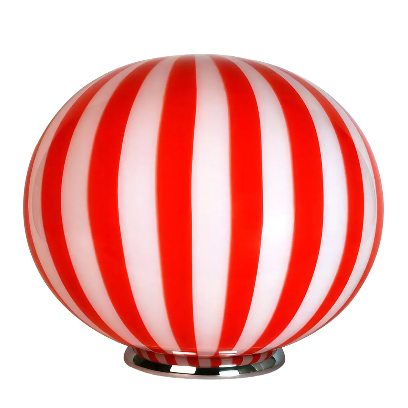 Lampada da tavolo Candy in vetro di Murano Straight Canne rosso e bianco