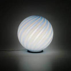 Lampada da tavolo Candy in vetro di Murano Rigadin Ritorto azzurro