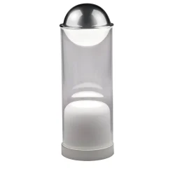 Lampada da tavolo cilindrica Theorem bianca in vetro
