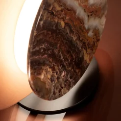 Lampada da tavolo Clis in rame satinato e onice viola