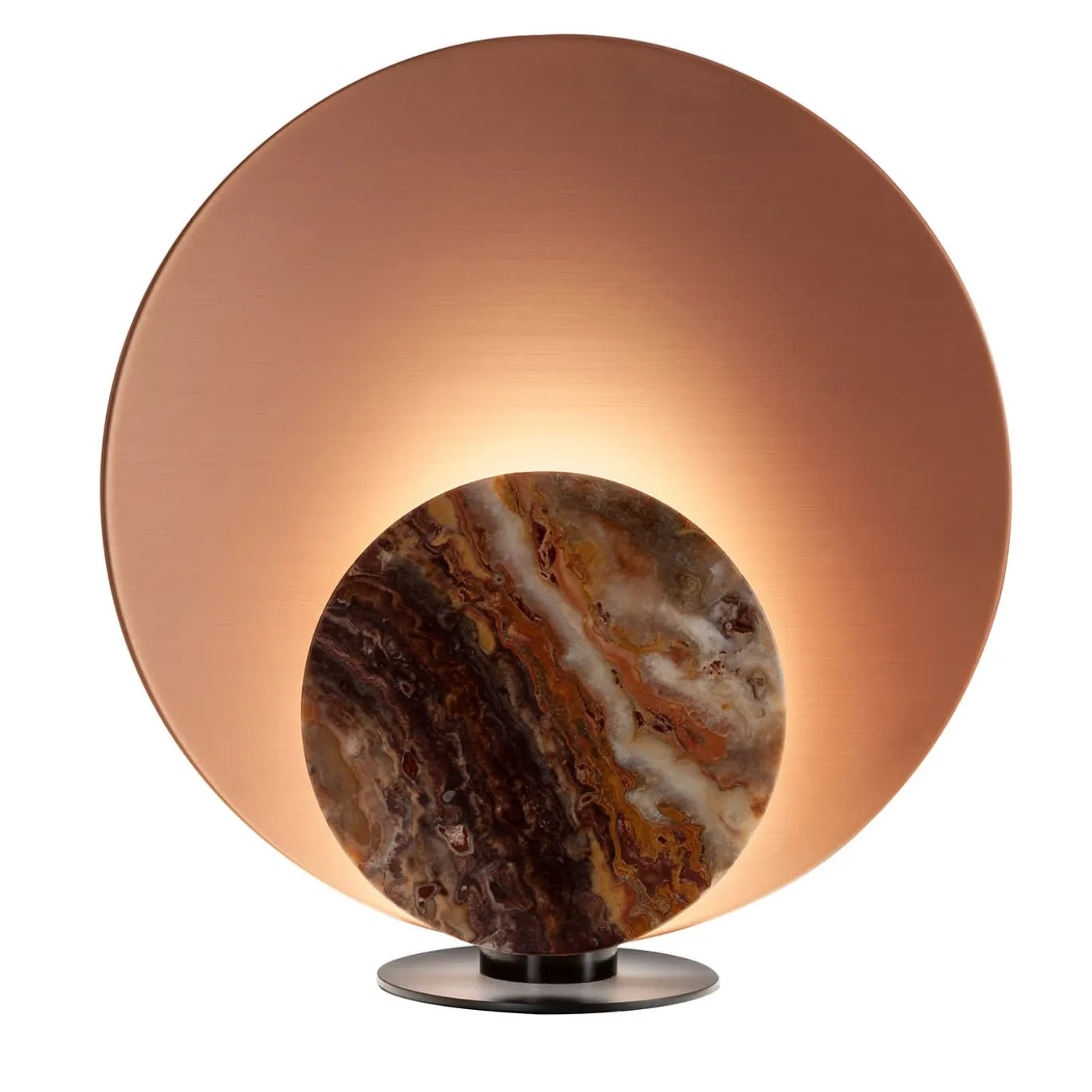 Lampada da tavolo Clis in rame satinato e onice viola