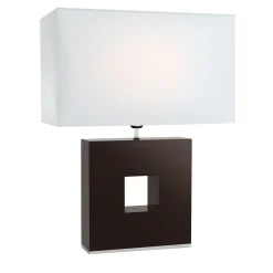 Lampada da tavolo Cobalto Brown con paralume bianco