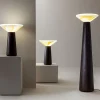 Lampada da Tavolo Cono in Legno Nero e Vetro di Murano