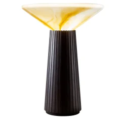 Lampada da Tavolo Cono in Legno Nero e Vetro di Murano