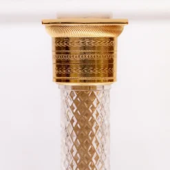 Lampada da tavolo con piedi in bronzo e cristallo