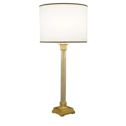 Lampada da tavolo con piedi in bronzo e cristallo