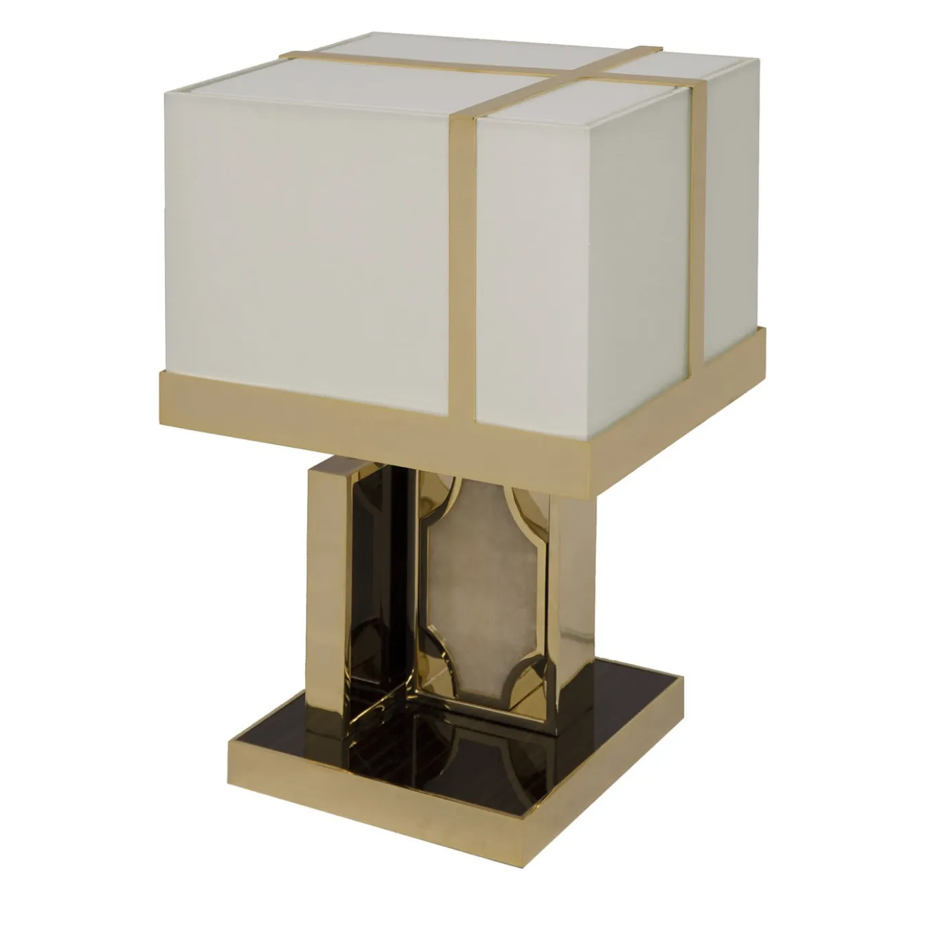 Lampada da tavolo con telaio in metallo dorato Lucille