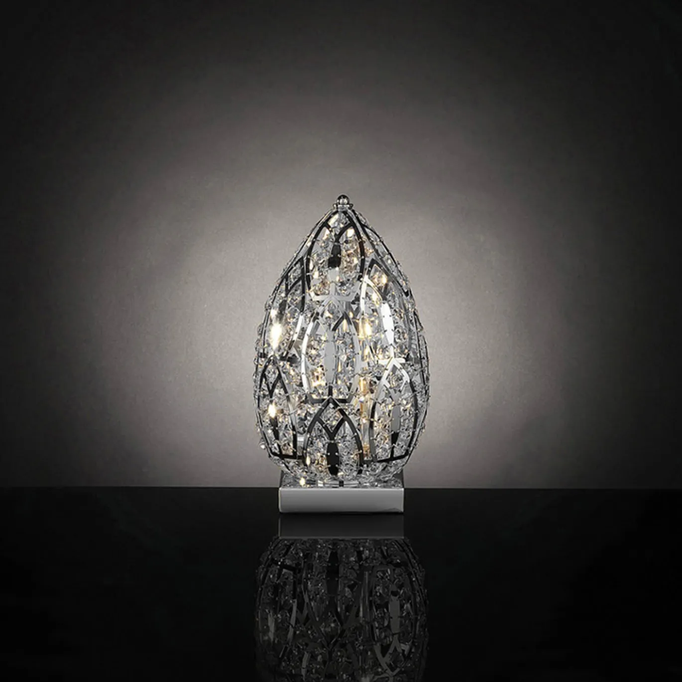 Lampada da tavolo cromata Arabesque Egg 30