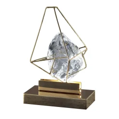 Lampada da tavolo Cryrock in cristallo trasparente e metallo
