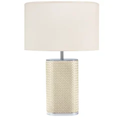 Lampada da tavolo Ebe cromata e intrecciata a mano