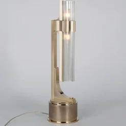 Lampada da tavolo Eterea in metallo dorato