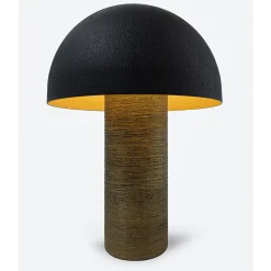 Lampada da tavolo Fungo in metallo nero e resina spazzolata bronzo