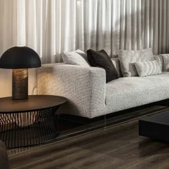 Lampada da tavolo Fungo in metallo nero e resina spazzolata bronzo