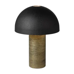 Lampada da tavolo Fungo in metallo nero e resina spazzolata bronzo