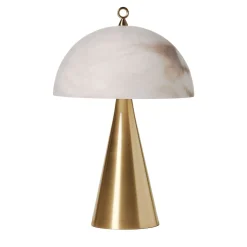 Lampada da tavolo Fungotto in ottone satinato e alabastro