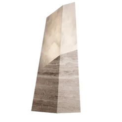Lampada da tavolo geometrica in travertino grigio e alabastro