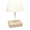 Lampada da tavolo grande con base rettangolare in crema