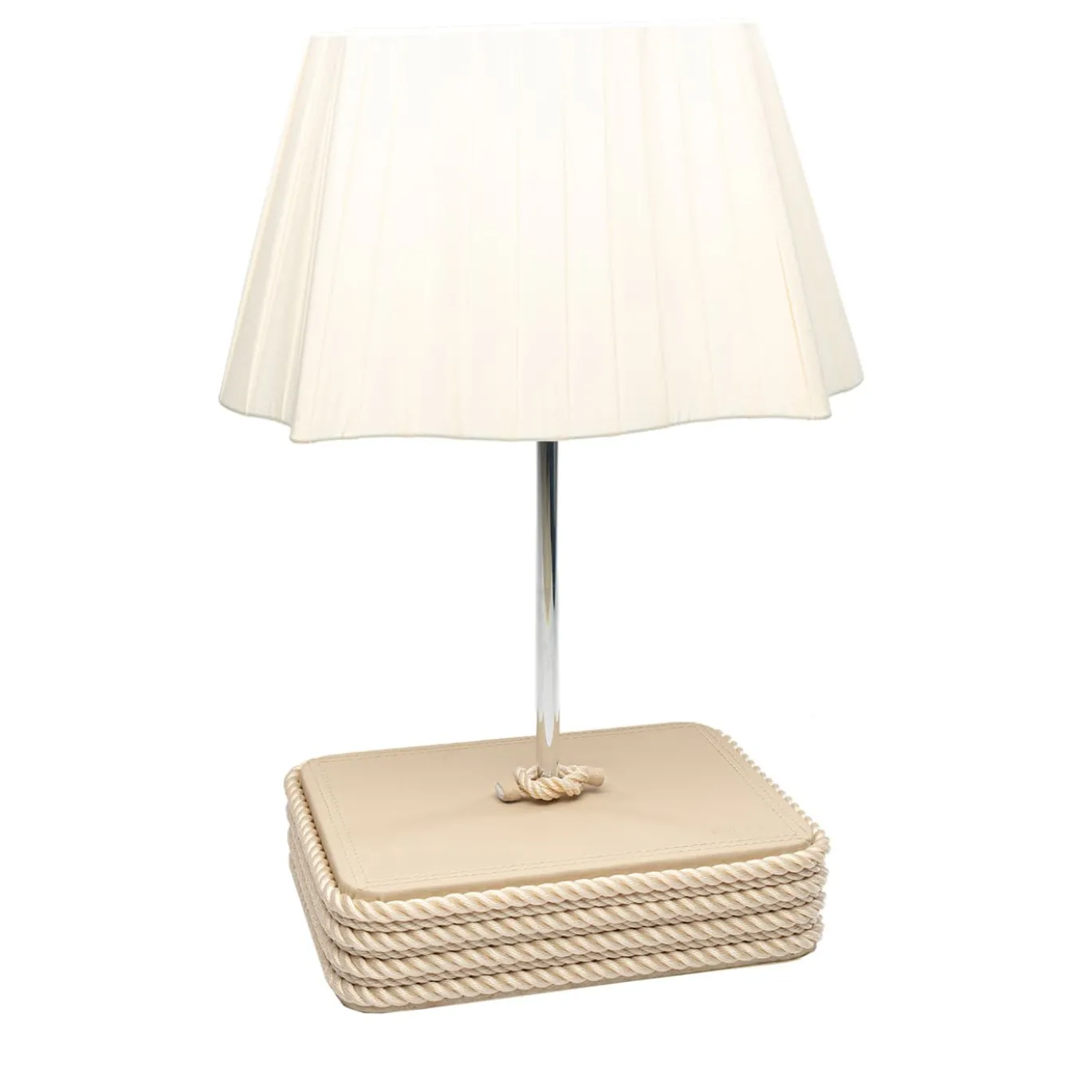 Lampada da tavolo grande con base rettangolare in crema