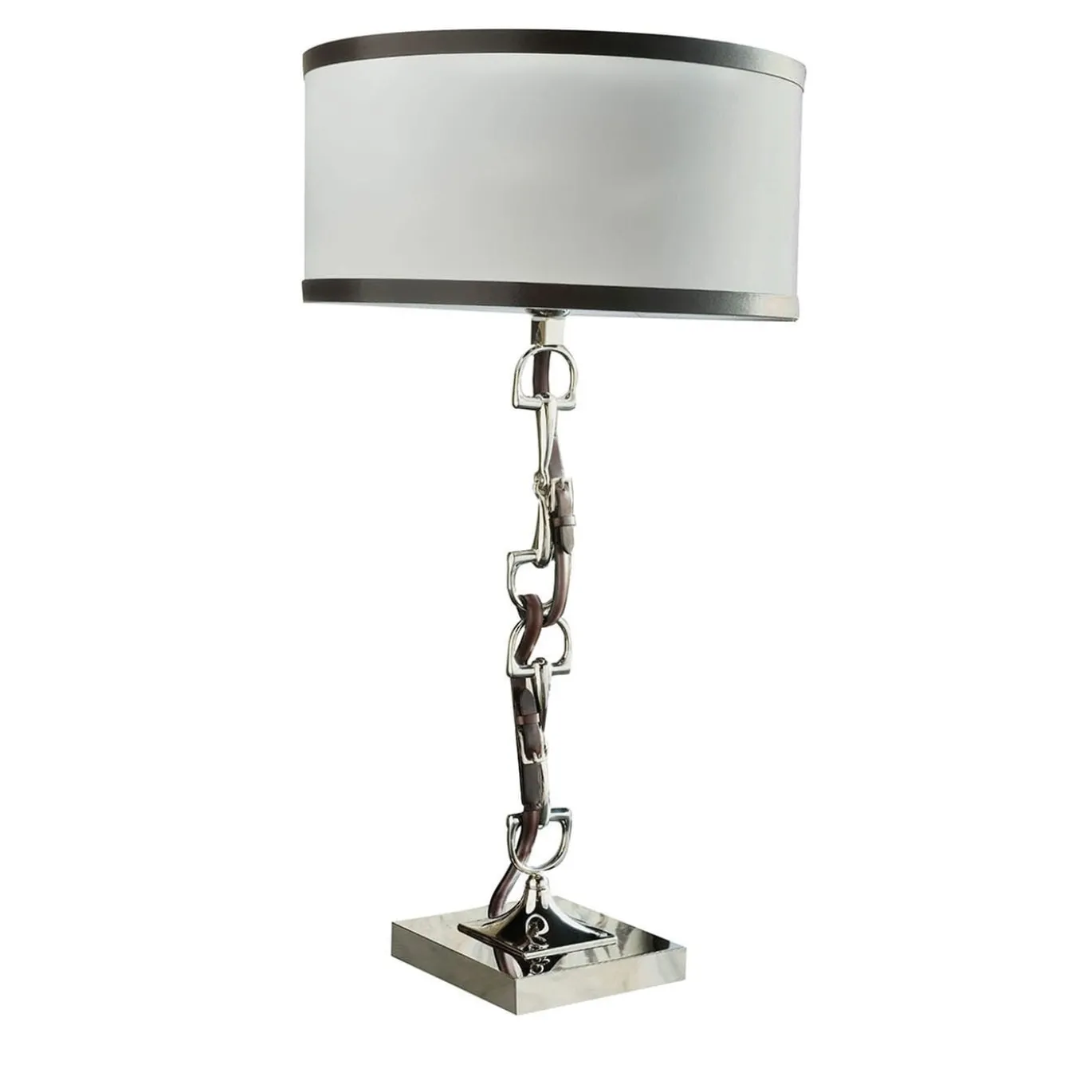 Lampada da tavolo Horse Nickel Brass con paralume in pelle