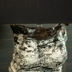 Lampada Da Tavolo Illuminami In Ceramica Bianca E Paralume In Tessuto Nero