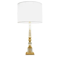 LAMPADA DA TAVOLO IN BRONZO E CRISTALLO IN STILE IMPERO