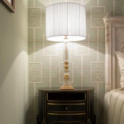 LAMPADA DA TAVOLO IN BRONZO E CRISTALLO IN STILE IMPERO