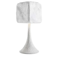 Lampada da Tavolo in Ceramica con Smalto Bianco Testurizzato
