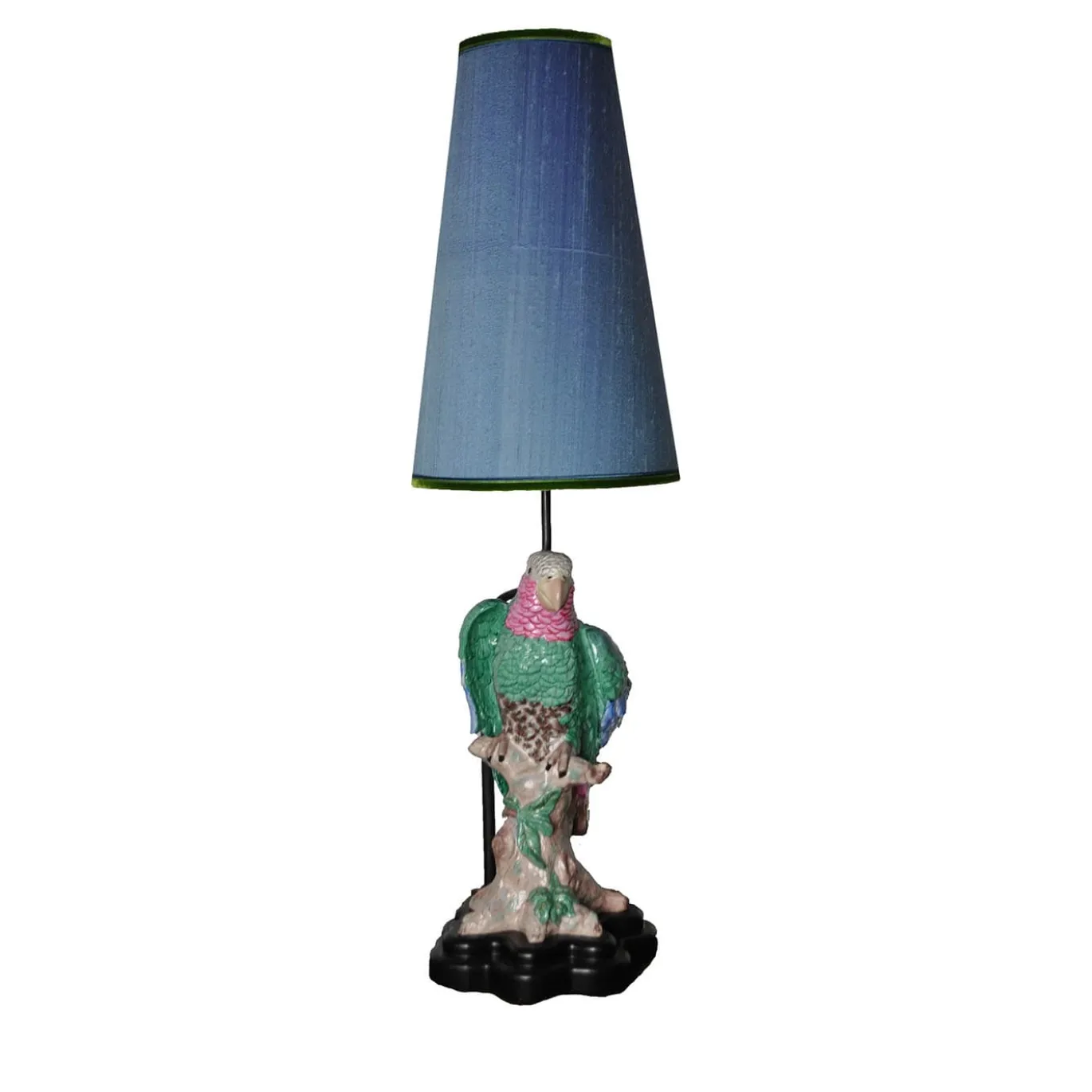 Lampada da Tavolo in Ceramica Silky Cono con Pappagallo